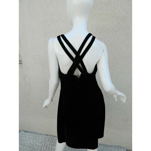 TULLE Anthropologie Dress Black Velvet Criss Cross Back Detailed Dress Size XL - Picture 1 of 11